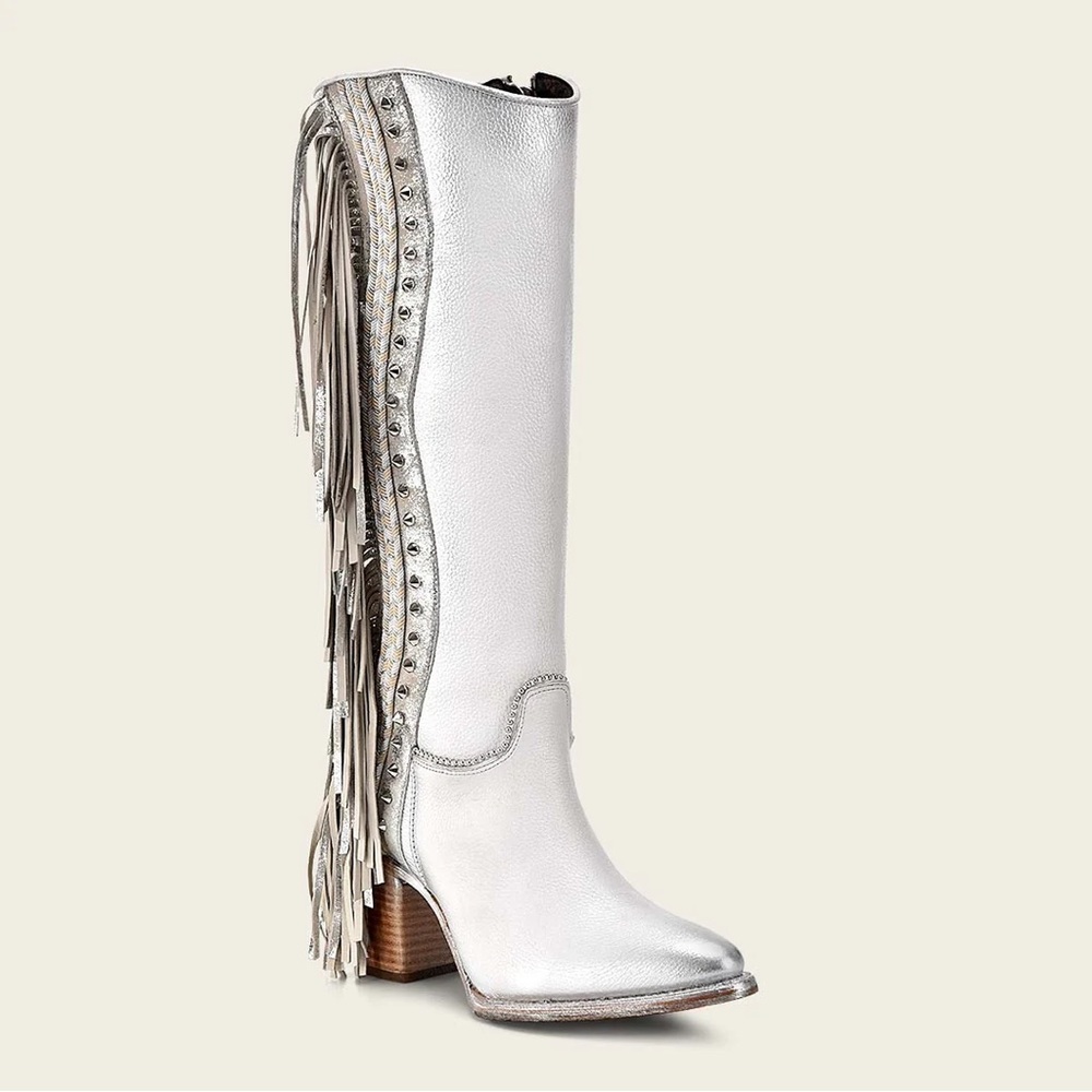Silver Fringe Heeled Boots